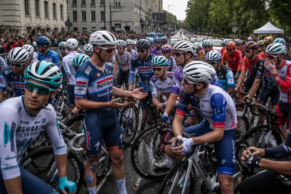 Start Giro di Lombardia vijf minuten uitgesteld na veiligheidsprotest van renners