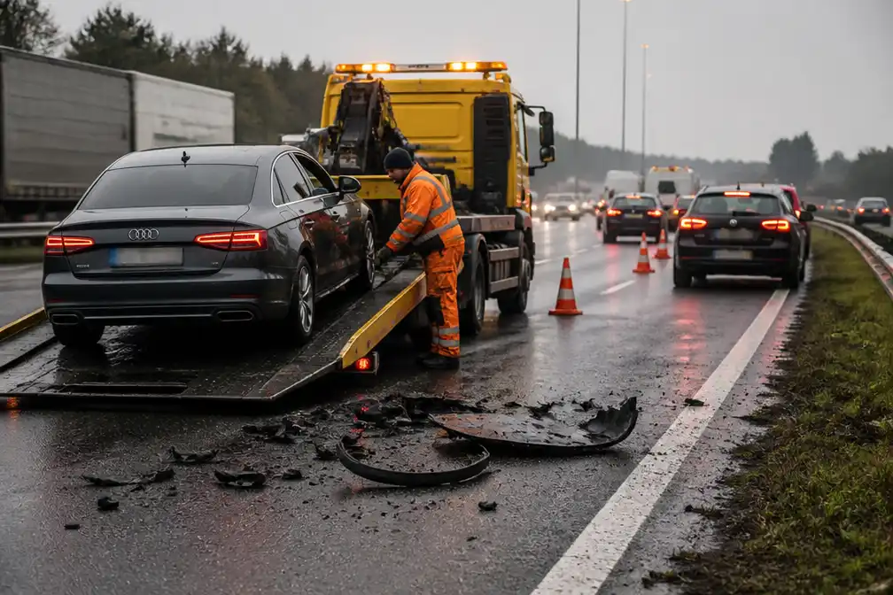 Zeven voertuigen getakeld op E40 bij Aalst na resten van klapband