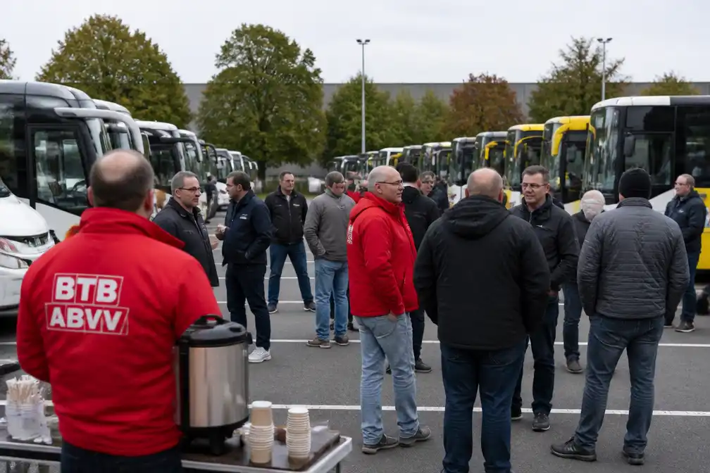 Vakbondsactie in Kortrijk voor chauffeurs en begeleiders van buitengewoon onderwijs