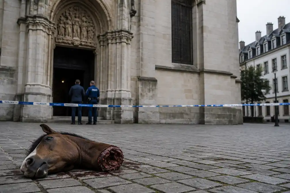 Afgesneden paardenhoofd gevonden bij Zavelkerk in Brussel, mogelijk studentendoop