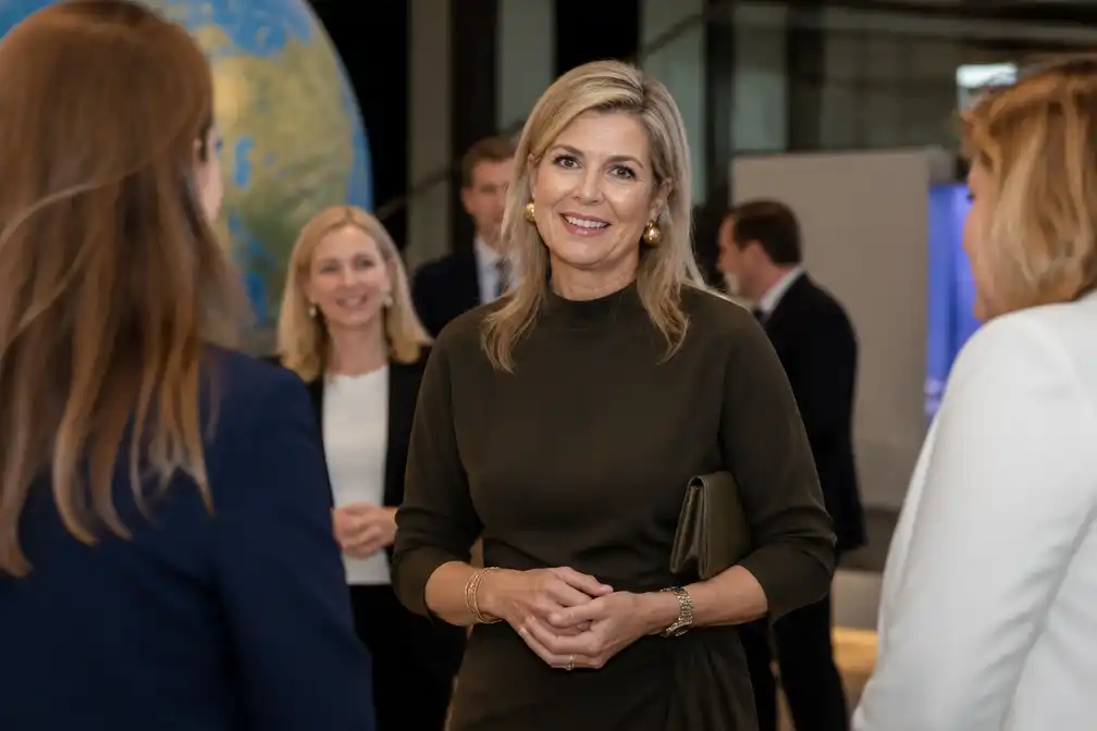Koningin Máxima bij jubileum Schuldenlab070 in Museon-Omniversum