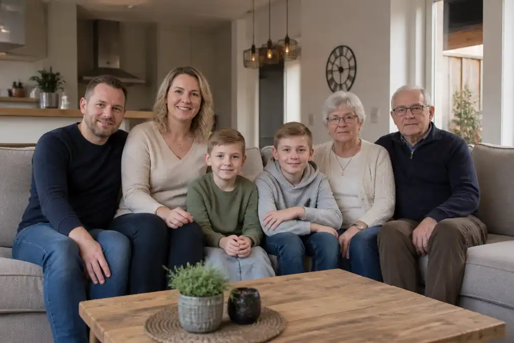 Ninge Huijser (44) woont met man, twee zoons en haar ouders onder één dak