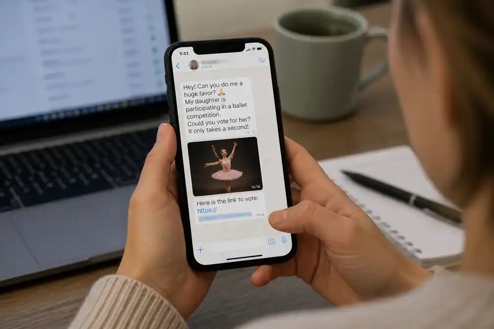 WhatsApp-phishing met nep-stemverzoek voor ballerina verspreidt zich in Nederland en België