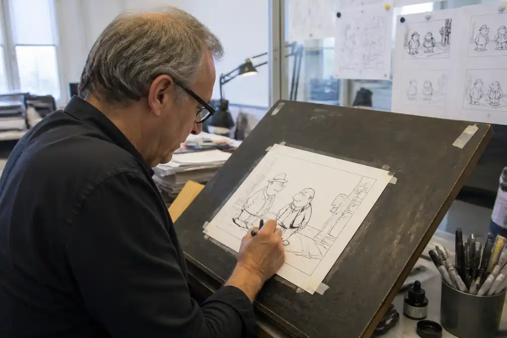 Cartoon Toos & Henk van Paul Kusters in De Limburger en Haarlems Dagblad