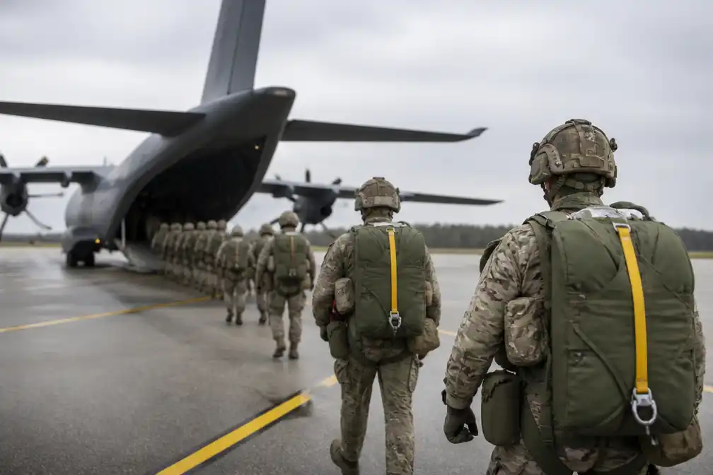 Britse en Franse troepen doen mee aan NAVO-oefening, 600 parachutisten gedropt boven Duitsland