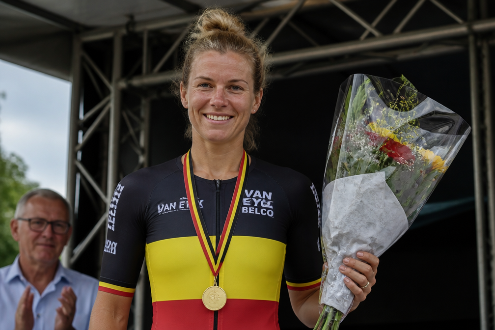 Kelly Druyts Belgisch kampioen bij elite zonder contract, jaar na tweelingzwangerschap