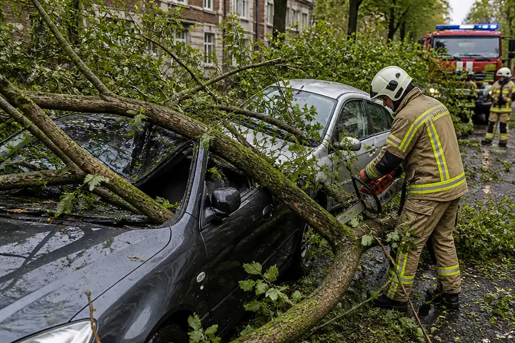 Storm Boelo blaast bomen om in Leuven: auto's beschadigd, brandweer ruimt op