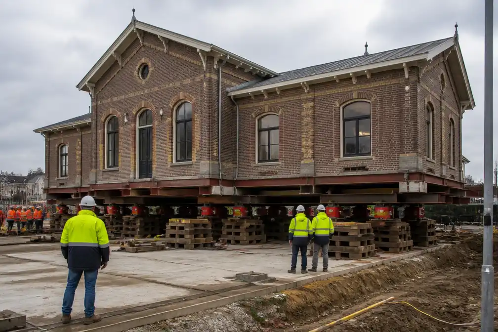Monumentaal stationsgebouw Vught 13,6 meter verplaatst voor nieuw spoor