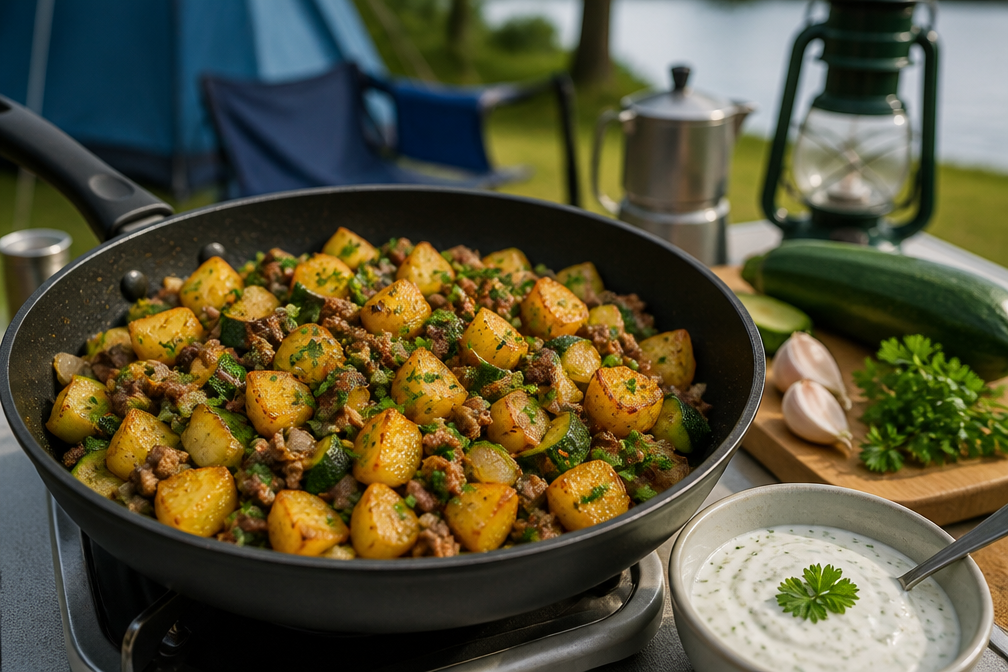 Recept: Gebakken aardappeltjes met courgette en gehakt
