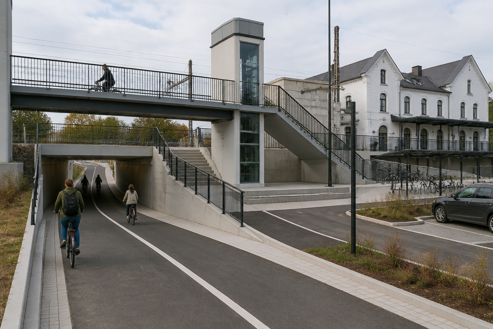 Vernieuwde stationsomgeving in Wezemaal geopend met tunnel en fietsbrug