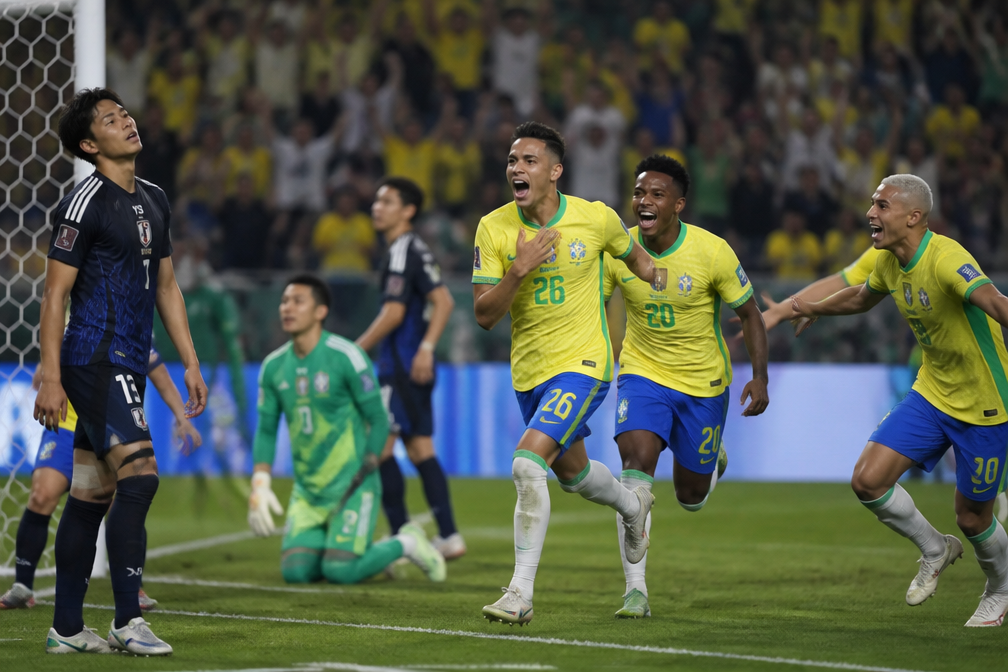 Martinelli scoort in blessuretijd, Brazilië naar achtste finales