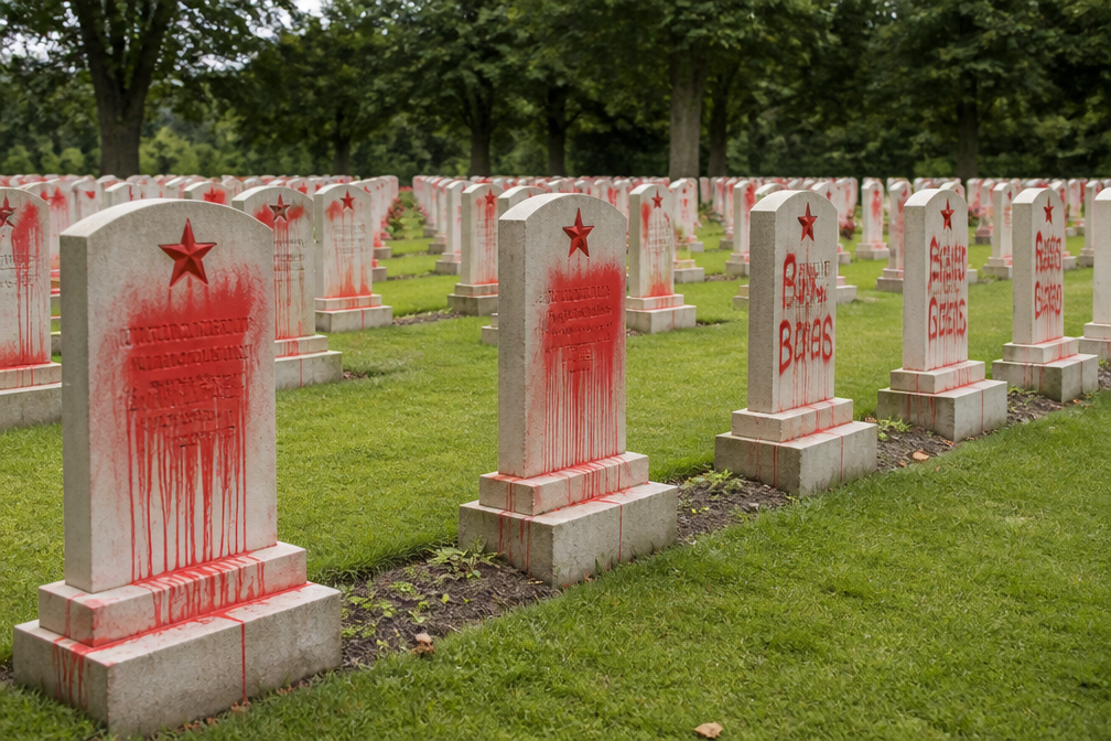 150 oorlogsgraven op Sovjet Ereveld in Leusden beklad met politieke leuzen