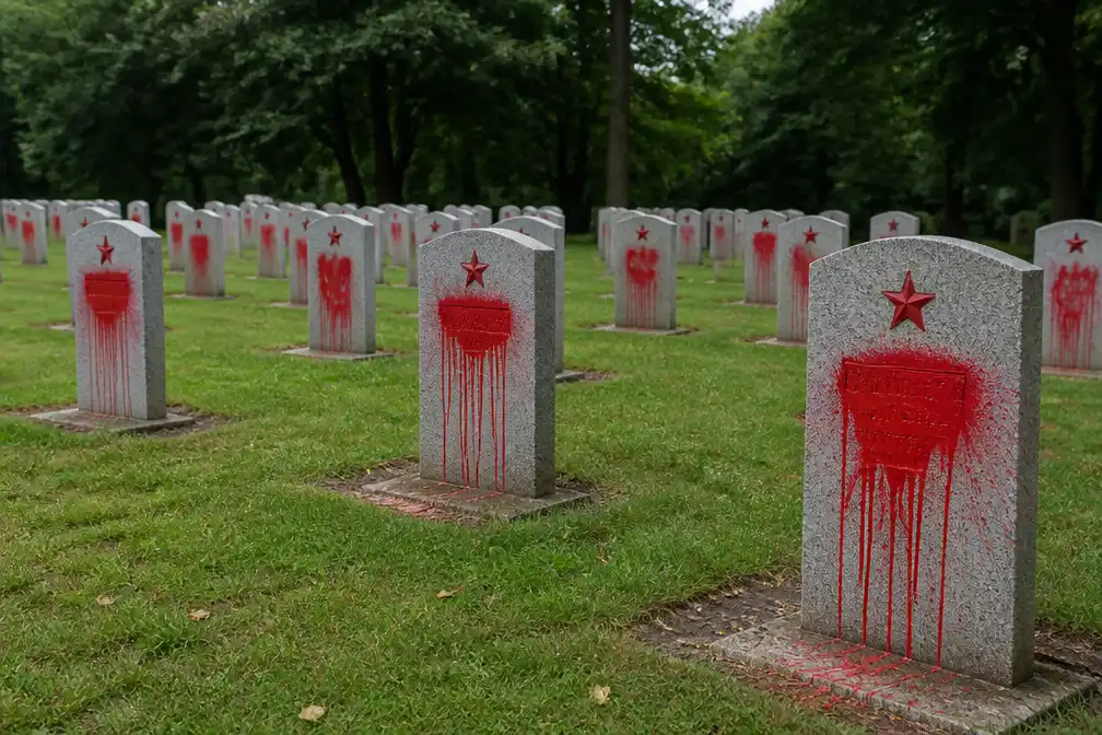 Sovjet Ereveld in Leusden beklad met politieke teksten op 150 graven