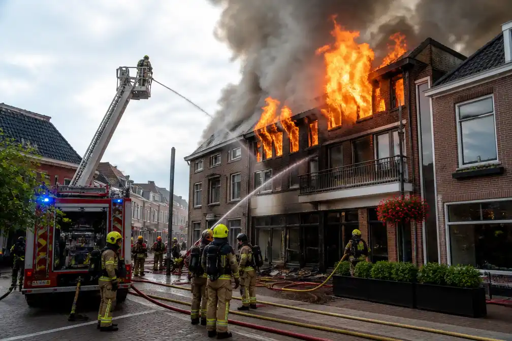 Grote brand verwoest slagerij en appartementen in centrum Meppel