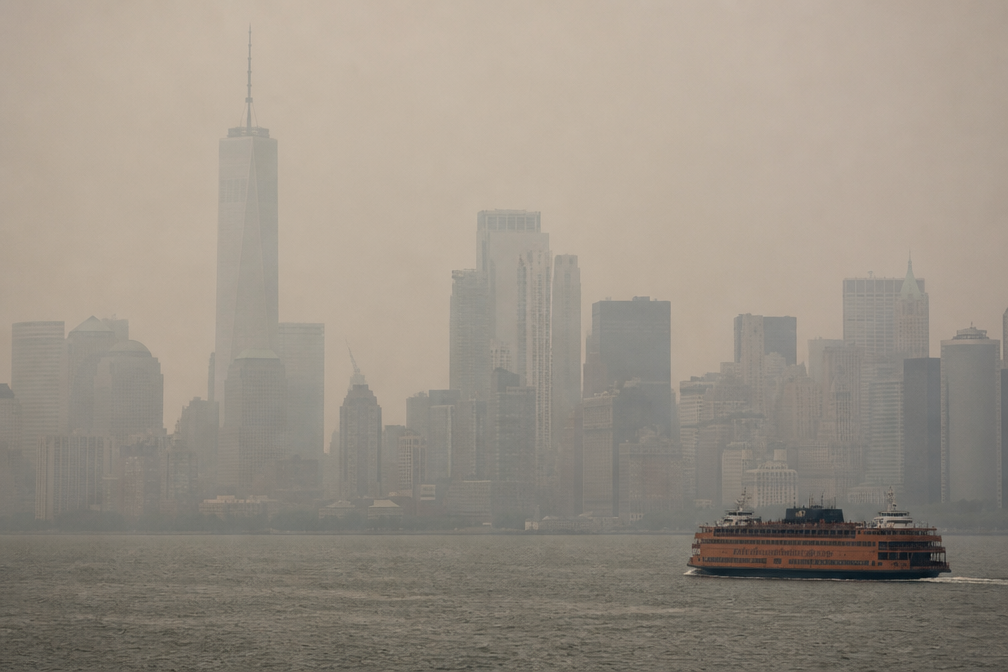 Rook Canadese bosbranden hult New York in grijze waas, stranden Chicago gesloten