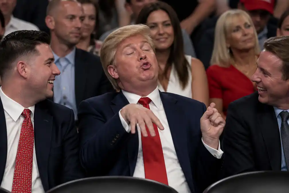 Man imiteert Donald Trump tijdens speech in Georgia