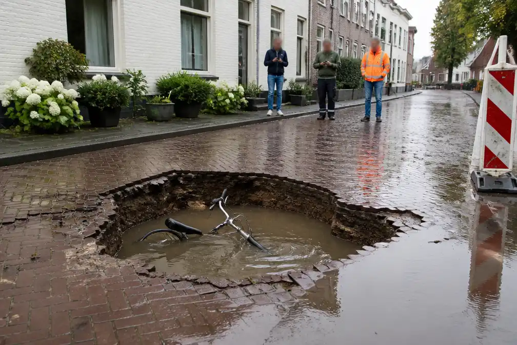 Zinkgat slokt fietsster op in 's-Heerenberg; meisje weet eruit te klimmen