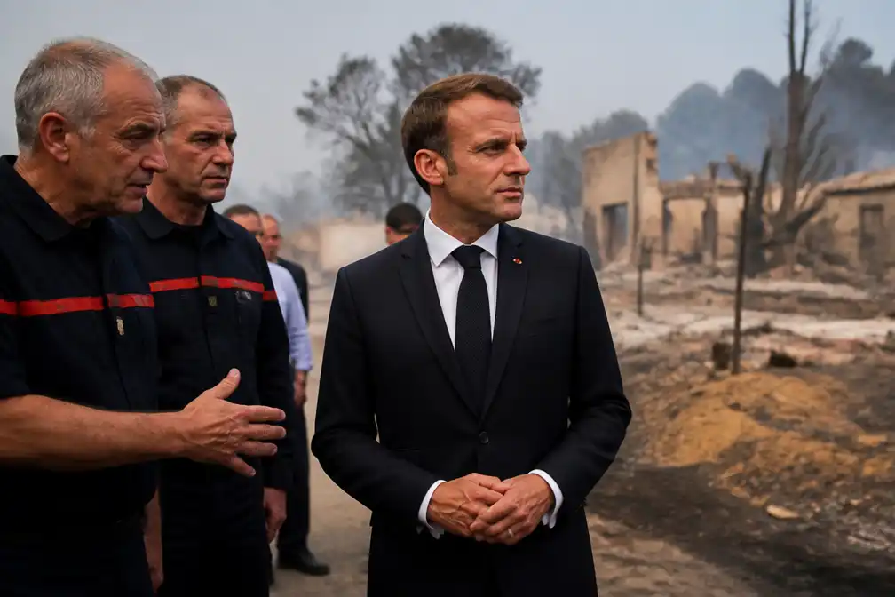 Macron belooft wederopbouw van door grote branden getroffen gebieden