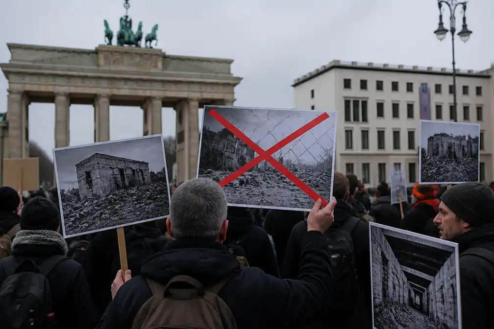 Protest tegen sloop van Hitlers bunker in Berlijn