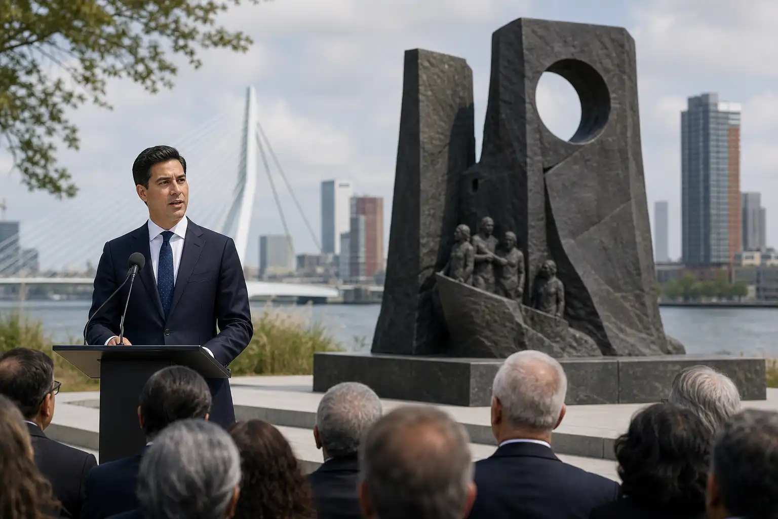 Premier Jetten spreekt bij onthulling Moluks monument, mogelijk excuses